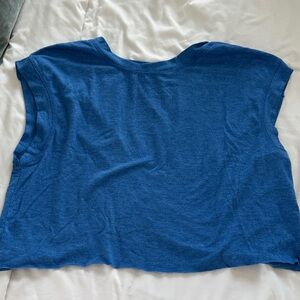 Free People Royal Blue Cropped Keyhole Workout Tee